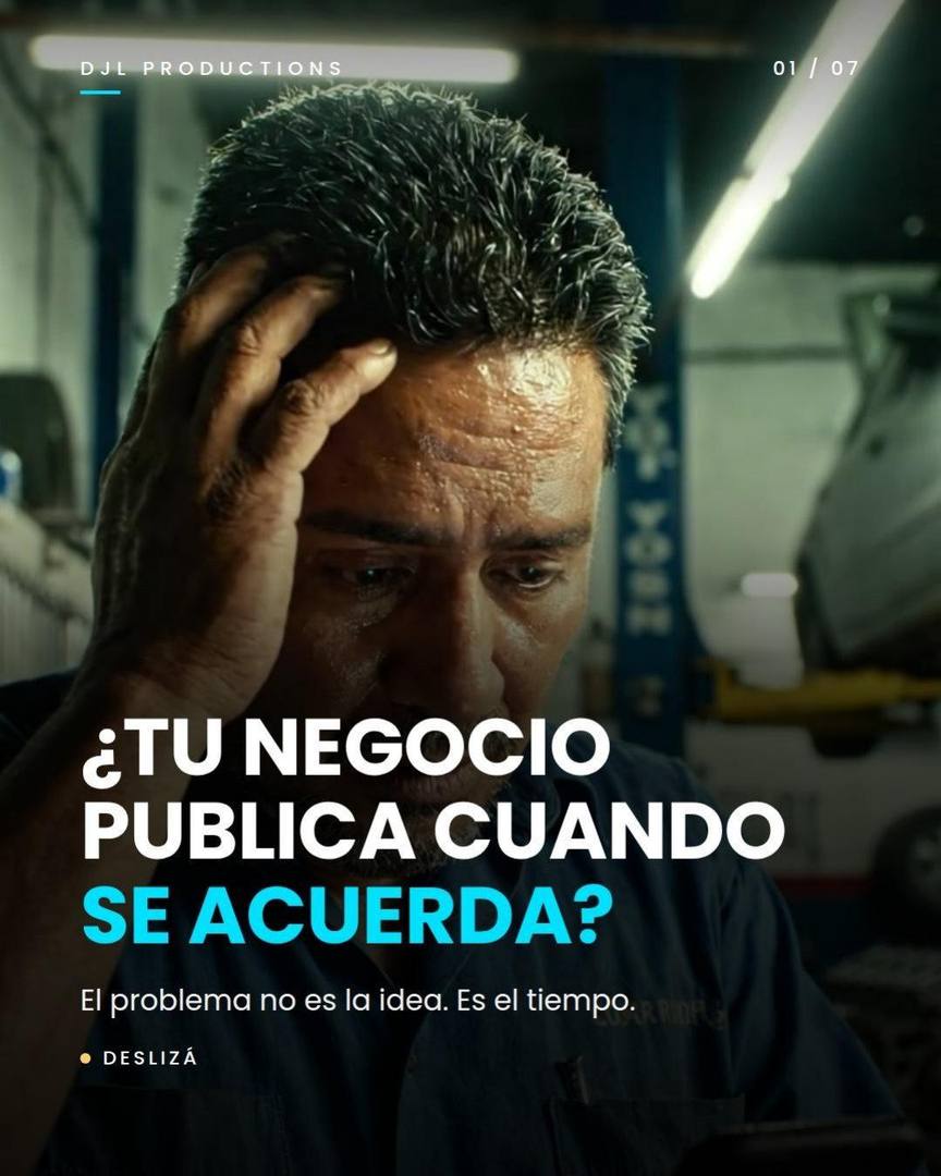 Slide 1: ¿Tu negocio publica cuando se acuerda? El problema no es la idea, es el tiempo.