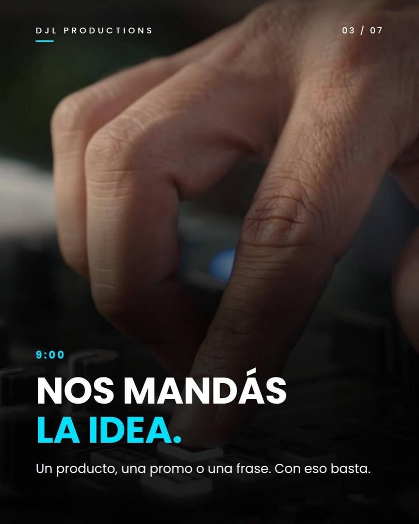 Slide 3: 9:00, nos mandás la idea. Un producto, una promo o una frase.